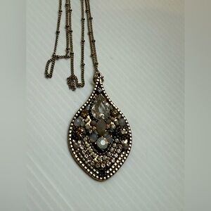 Altar'd State 37” Long Gold-Colored Jeweled Multicolored Pendant Necklace